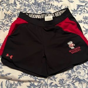 Wisconsin Badgers women’s S Under Armour shorts with pockets.  Lightly worn